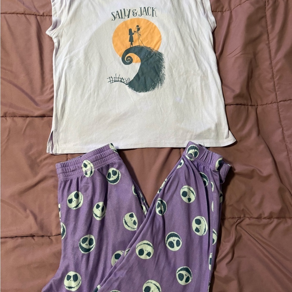 Disney Sally & Jack Pajama Set - White and Purple - Picture 1 of 9